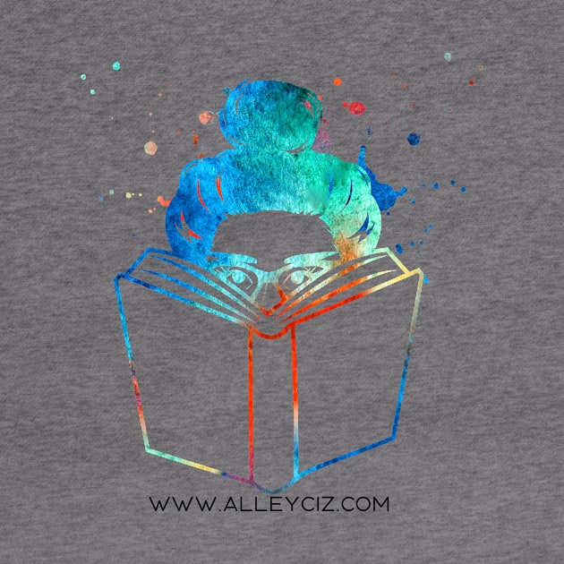 Woman Reading Messy Bun Color Splash by Alley Ciz